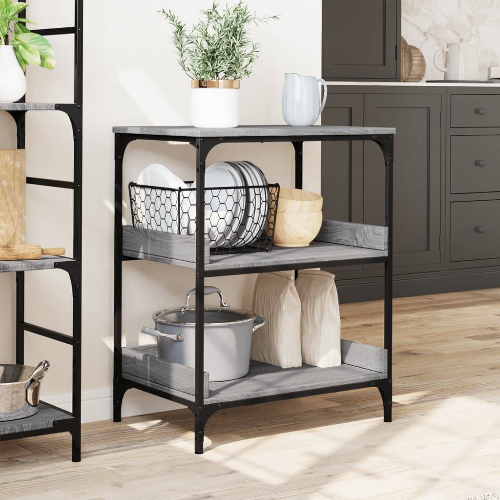 vidaXL Küchenwagen Grau Sonoma 60x41x80,5 cm Holzwerkstoff