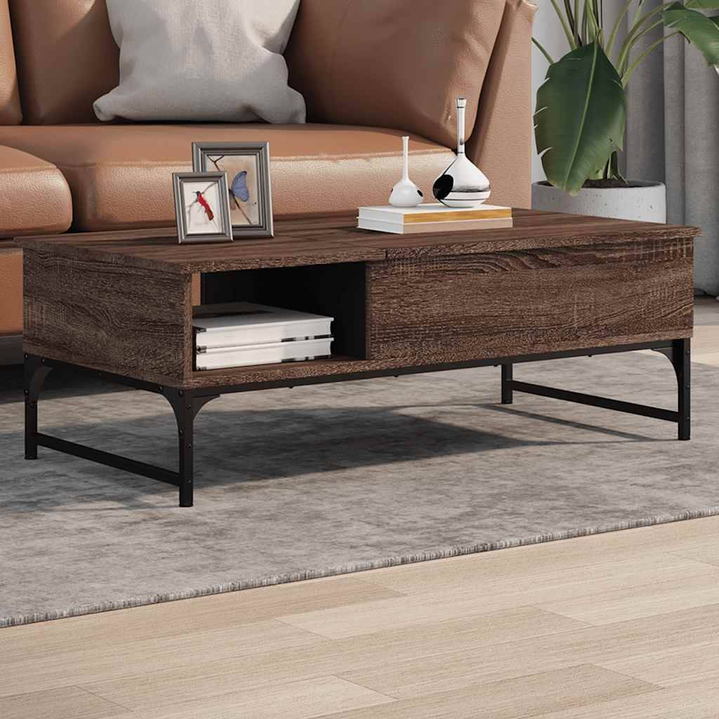 vidaXL Couchtisch Braun Eichen-Optik 100x50x35 cm Holzwerkstoff Metall