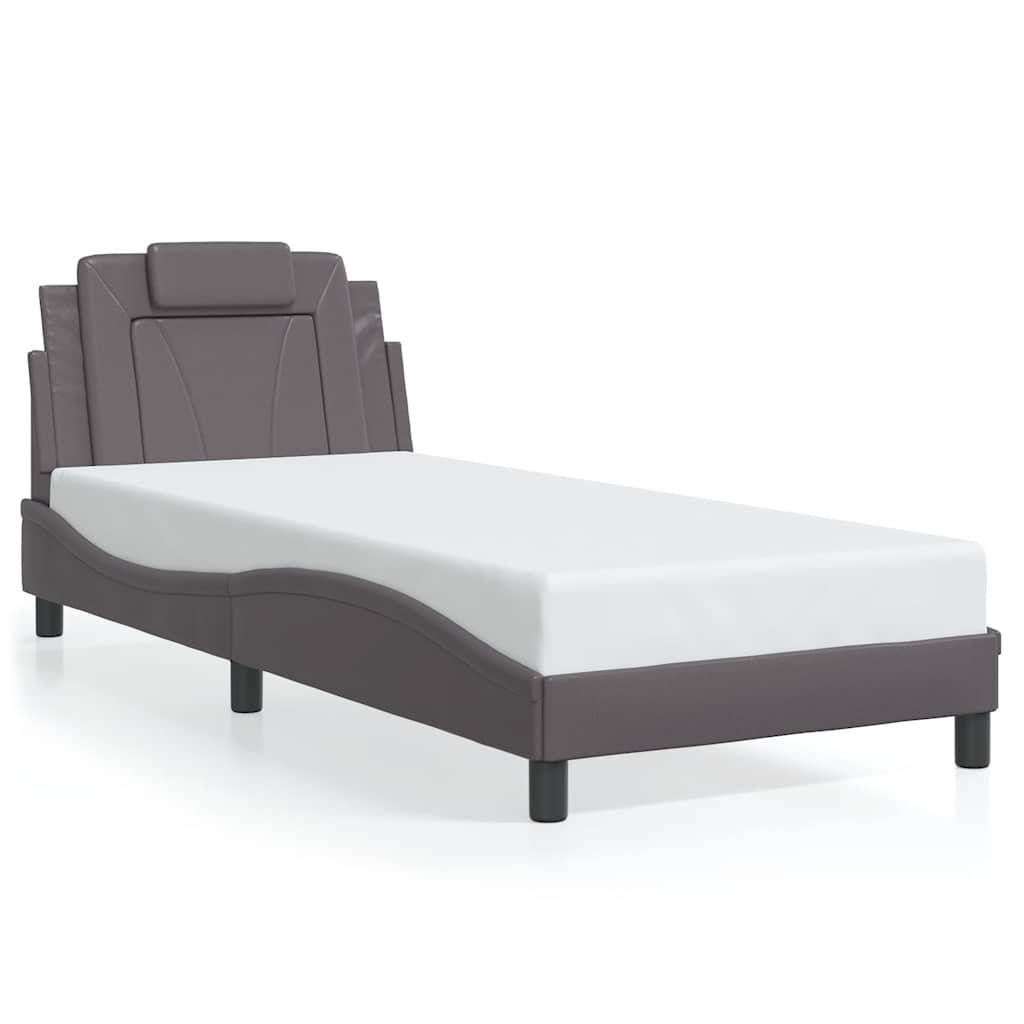 vidaXL Bettgestell mit Kopfteil Grau 80x200 cm Kunstleder