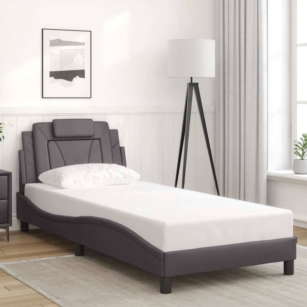 vidaXL Bettgestell mit Kopfteil Grau 80x200 cm Kunstleder