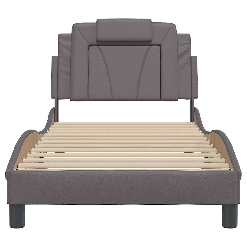 vidaXL Bettgestell mit Kopfteil Grau 80x200 cm Kunstleder