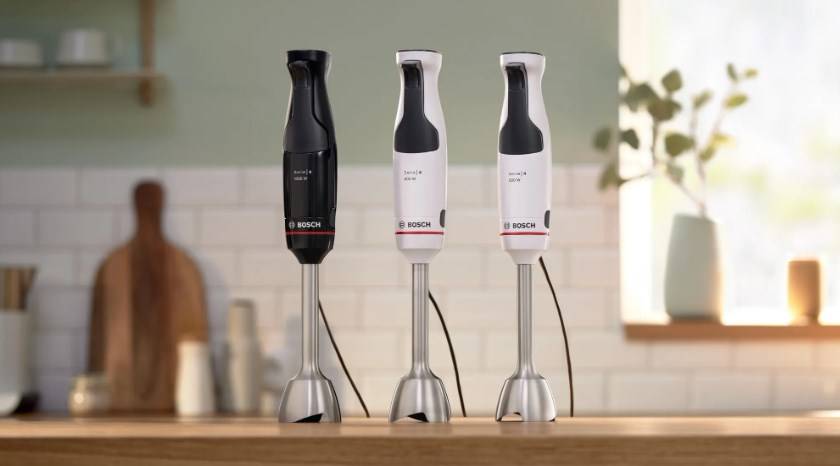 Bosch Haushalt MSM4W220 Stabmixer 600 W mit Mixbecher, mit Messbecher, mit Zerkleinereraufsatz, BPA-frei Weiß, Grau