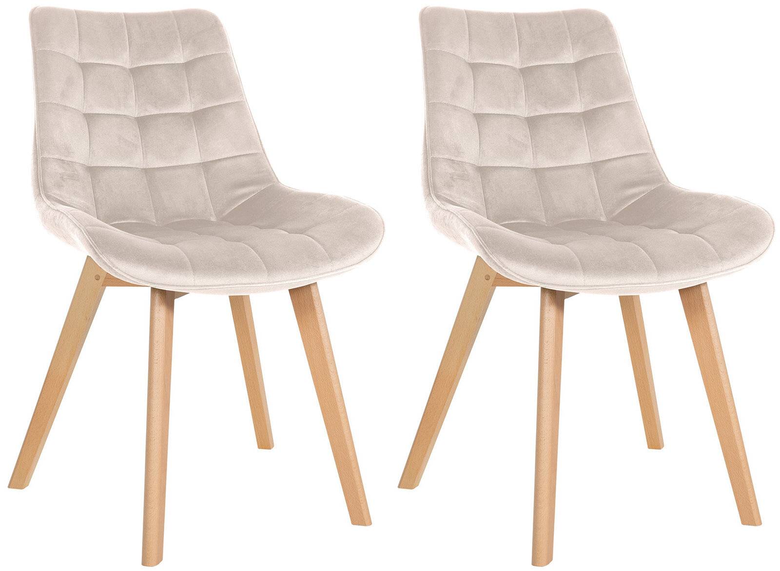 2er Set Stühle Brook Samt creme