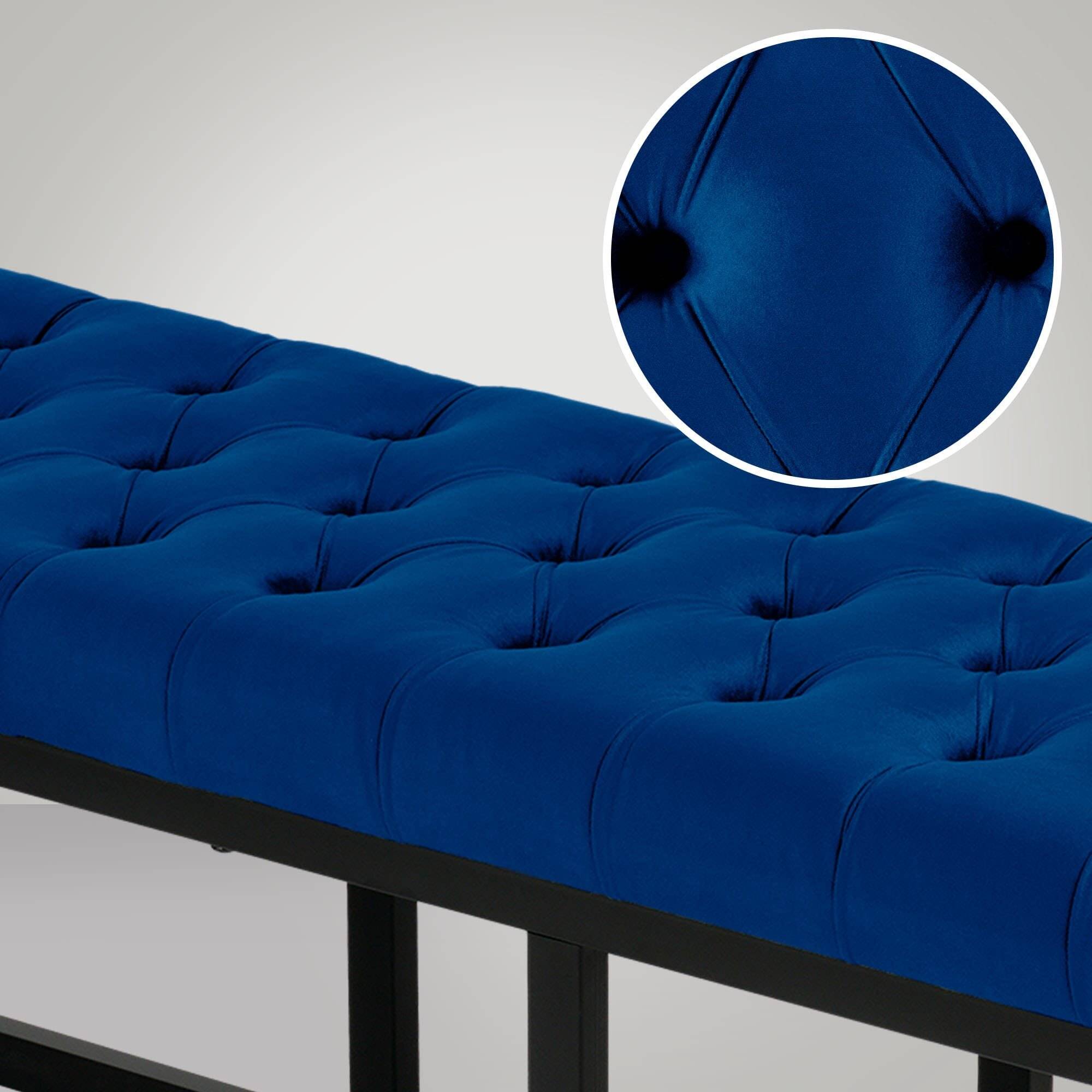 Sitzbank Polson Samt Schwarz 120 cm blau