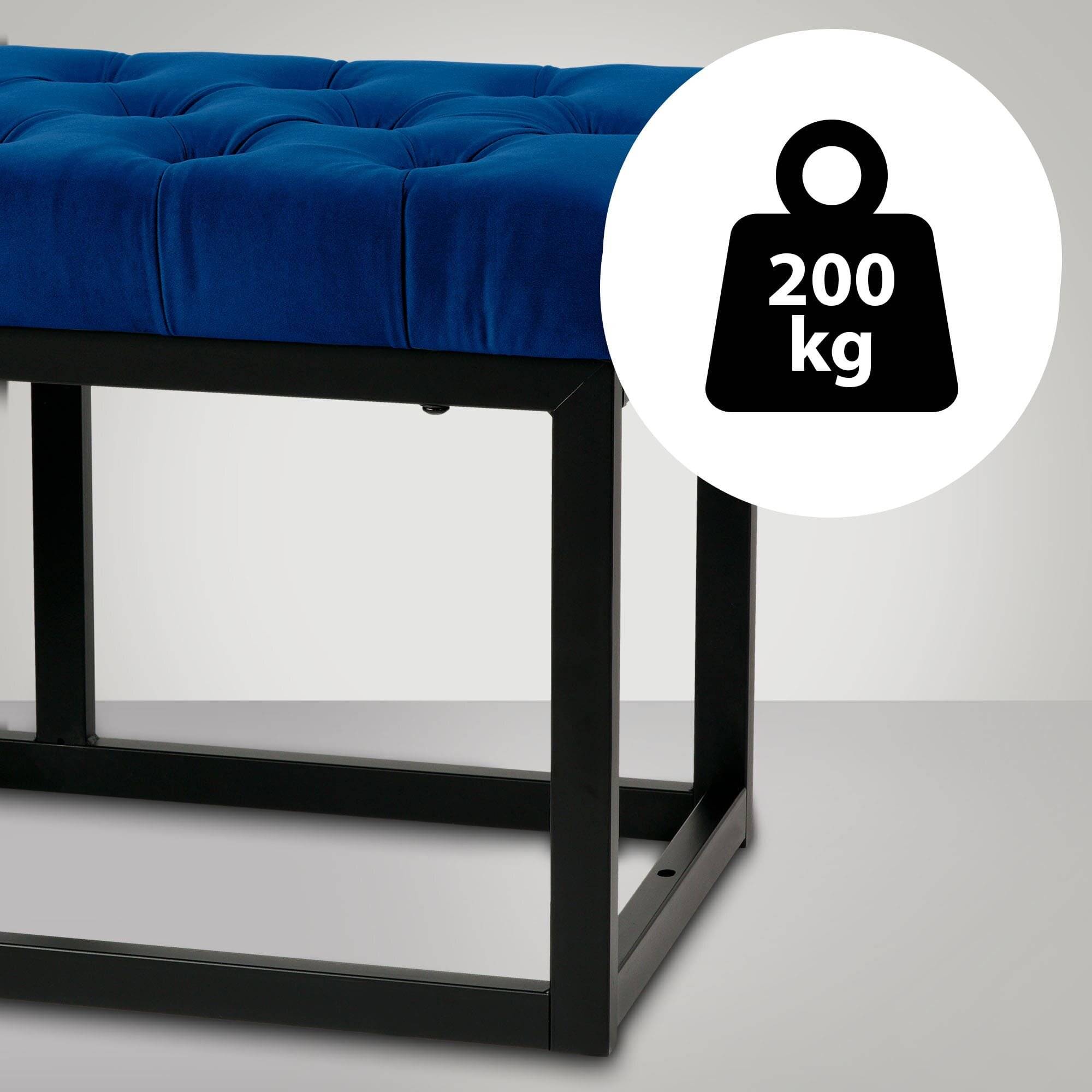 Sitzbank Polson Samt Schwarz 120 cm blau