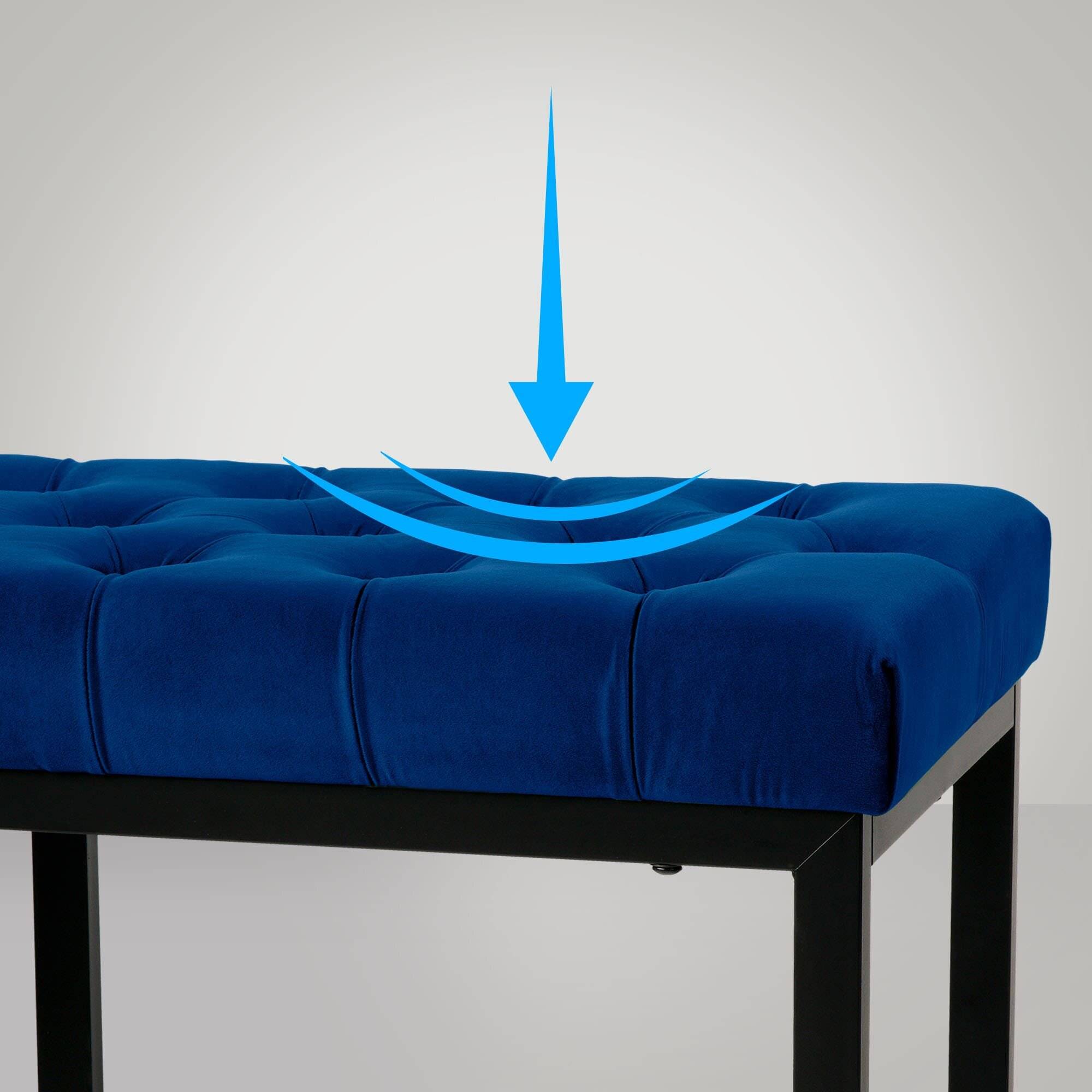 Sitzbank Polson Samt Schwarz 120 cm blau