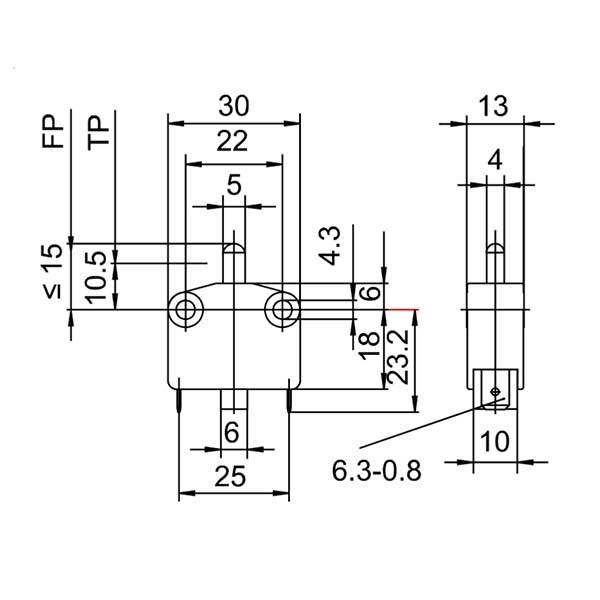 MARQUARDT Schnappschalter, 01115.2101, tastend, 1 x Ein/(Aus), 250 V/AC, 16 A, Flachstecker 6,3 mm