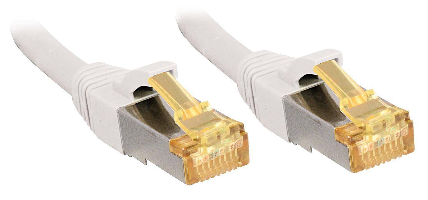 LINDY 47325 RJ45 Netzwerkkabel, Patchkabel CAT 6a (Rohkabel CAT 7) S/FTP 3.00 m Weiß mit Rastnasenschutz 1 St.