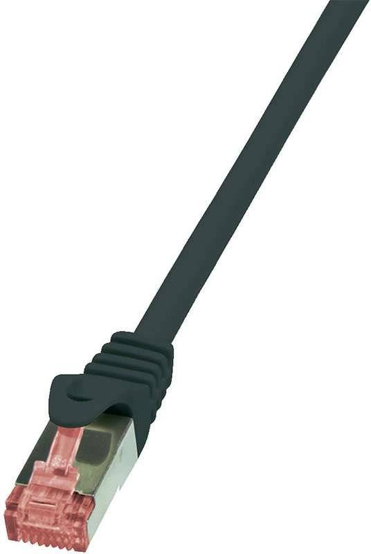 LogiLink CQ2033S RJ45 Netzwerkkabel, Patchkabel CAT 6 S/FTP 1.00 m Schwarz Flammwidrig, mit Rastnasenschutz 1 St.
