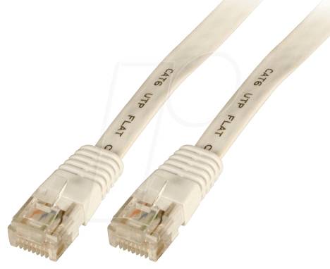 RJ45 Flachpatchkabel Cat.6A U/UTP PVC -- weiß 1,5m Kupferverkabelung