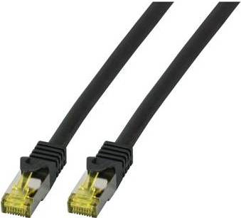 EFB Elektronik MK7001.0,5B RJ45 Netzwerkkabel, Patchkabel CAT 6a (Rohkabel CAT 7) S/FTP 0.50 m Schwarz Flammwidrig, Halogenfrei, mit