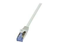 LogiLink CQ3072S RJ45 Netzwerkkabel, Patchkabel CAT 6a S/FTP 5.00 m Grau Flammwidrig, mit Rastnasenschutz 1 St.