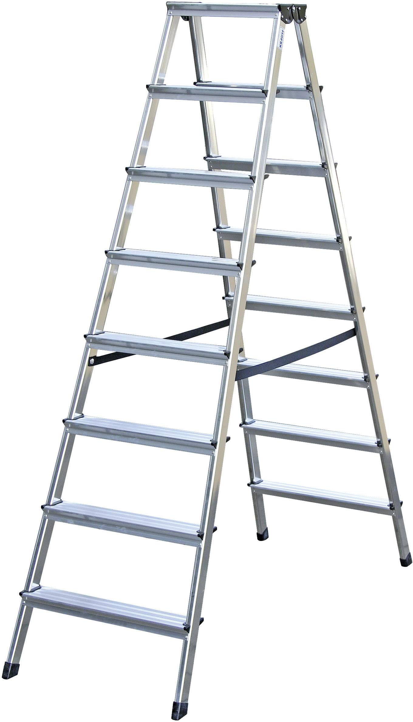 Aluminiumleiter mit mehreren Stufen, für den Innen- und Außenbereich geeignet. Freistehend, robust und klappbar.
