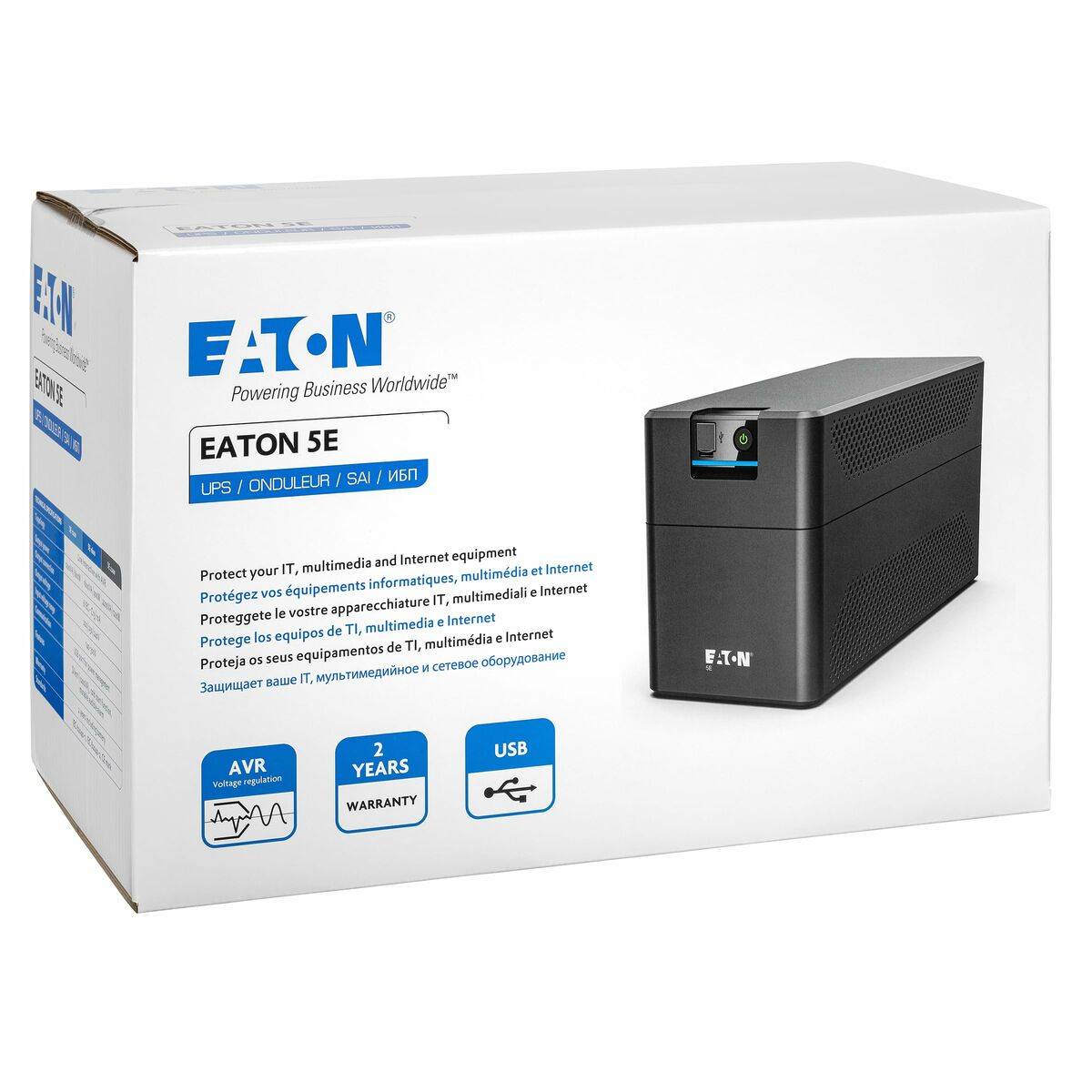 Eaton 5E Gen2 2200 USB Line-Interaktiv 2,2 kVA 1200 W 220 V 240 V 50/60 Hz 2200VA 1200W 220-240V 9,8 kg