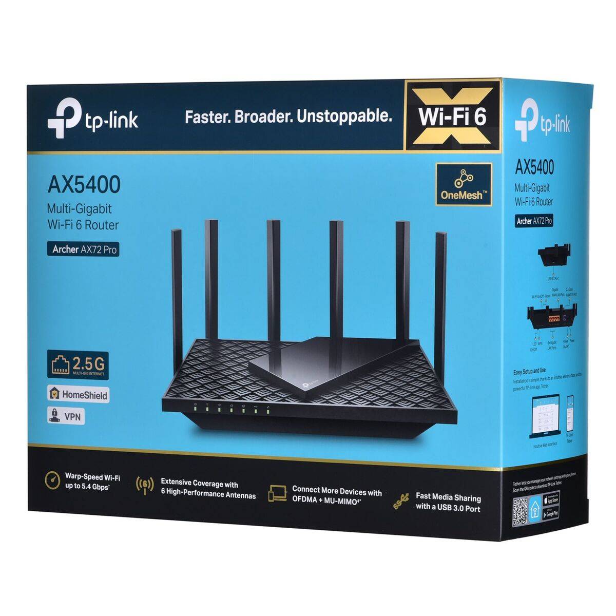 TP-LINK Archer AX72 Pro - Wi-Fi 6 (802.11ax) - Dual-Band (2,4 GHz/5 GHz) - Einge