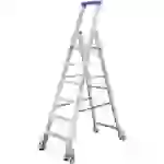 Krause 124609 Aluminium Stufen-Stehleiter fahrbar Arbeitshöhe (max.): 2.70m Silber DIN EN 131 7.7kg Krause 124609 Aluminium Stufen-Stehleiter fahrbar Arbeitshöhe (max.): 2.70m Silber DIN EN 131 7.7kg