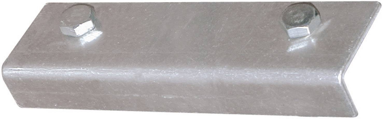 Metallische Halterung mit zwei Sechskantschrauben. Hauptsächlich für industrielle Anwendungen oder Befestigungszwecke gedacht.