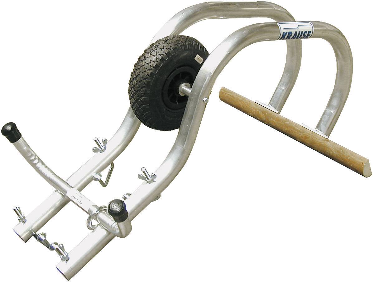 Tragwagen aus Metall mit Holzgriff und Rad, verwendet für den Transport schwerer Gegenstände.