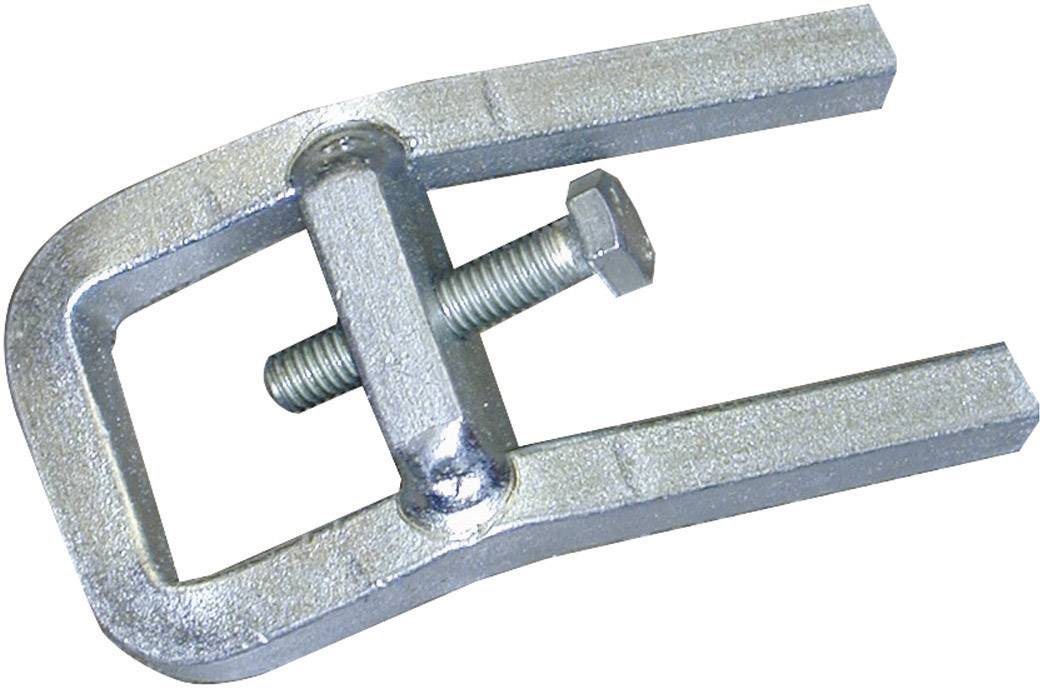 Metallischer Flachfederkompressor: Ein U-förmiges Werkzeug mit Schraube zum sicheren Entfernen und Installieren von Flachfedern.