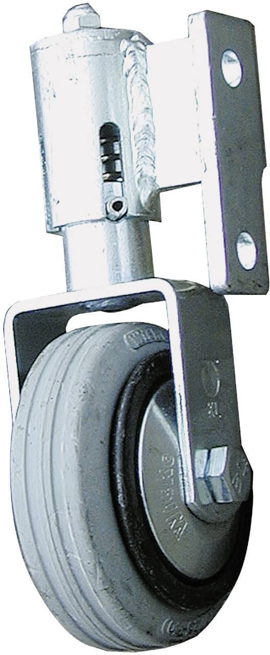 Metall-Lenkrolle mit grauem Gummirad und Befestigungsplatte, geeignet für schwere Lasten. Ideal für industrielle Anwendungen.