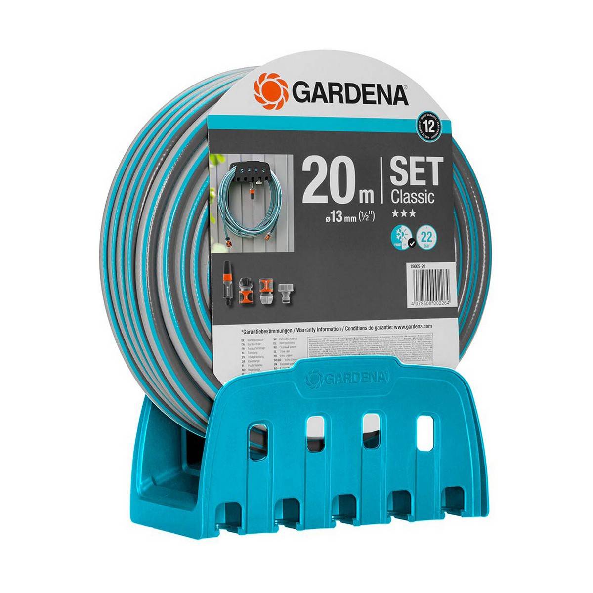 Gardena 18005-20 mit Schlauch Wandschlauchhalter 13mm 20m 1/2 Zoll 1 St. Schwarz, Türkis