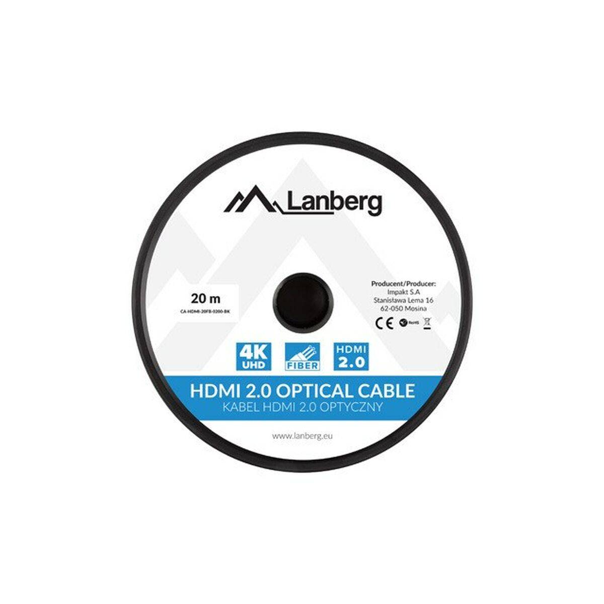 Lanberg CA-HDMI-20FB-0200-BK - 20 m - HDMI Typ A (Standard) - HDMI Typ A (Standard) - 3D - 18 Gbit/s - Schwarz - Silber