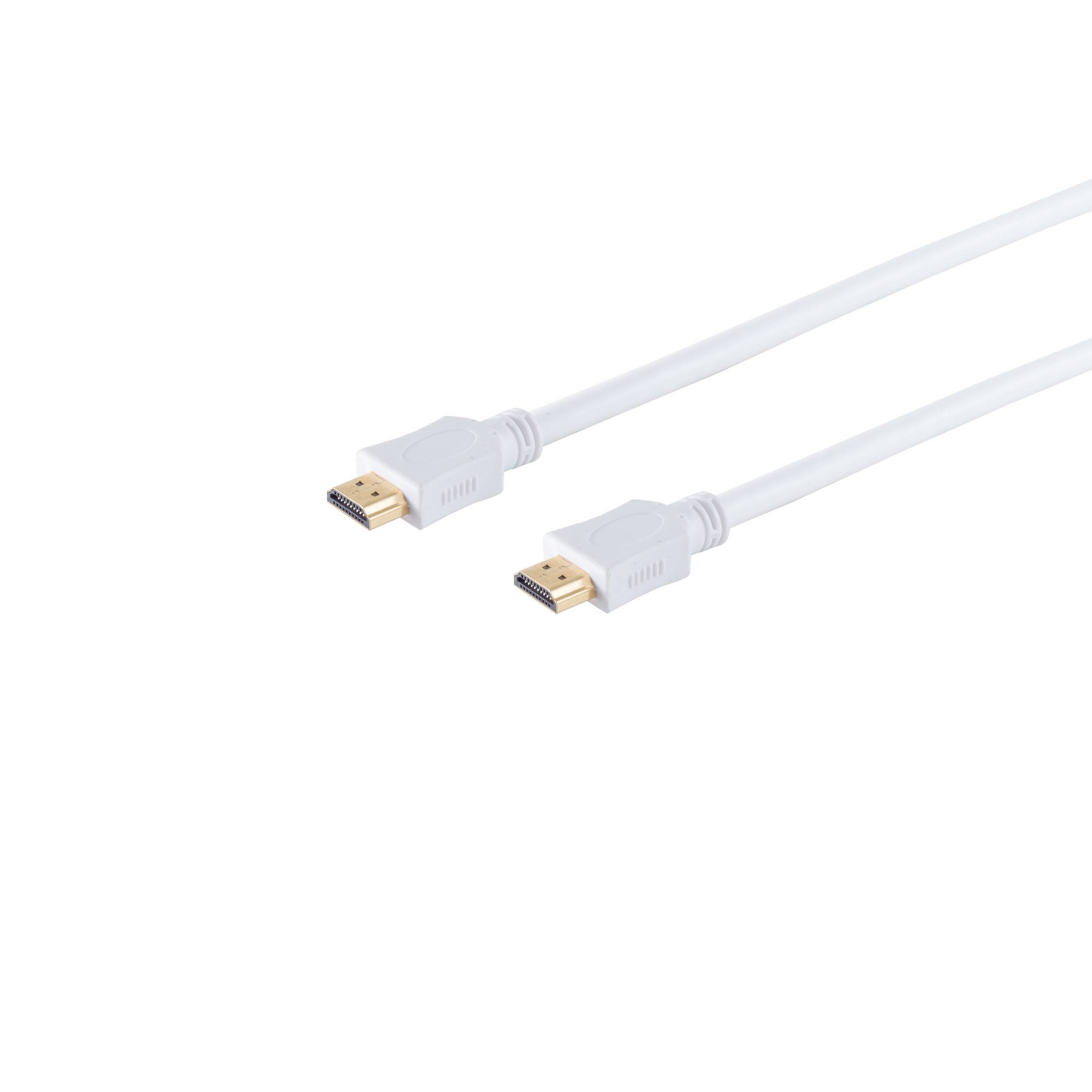 HDMI Anschlußkabel-HDMI A-Stecker auf HDMI A-Stecker, vergoldete Kontakte, Full HD, ULTRA HD, 3D, HEAC, weiß, 2,0m