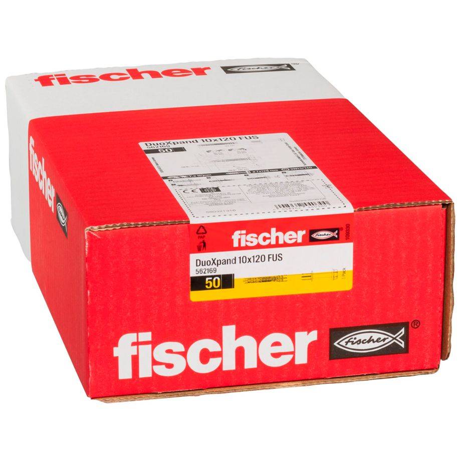 fischer 562169, Spreizdübel, Beton, Gipsblock, Mauerwerk, Nylon, Grau,