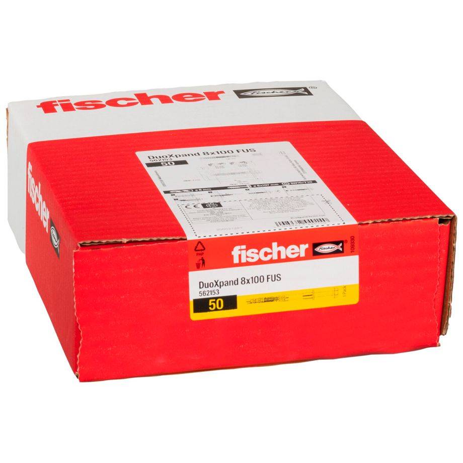 fischer 562153, Spreizdübel, Beton, Gipsblock, Mauerwerk, Nylon, Grau,