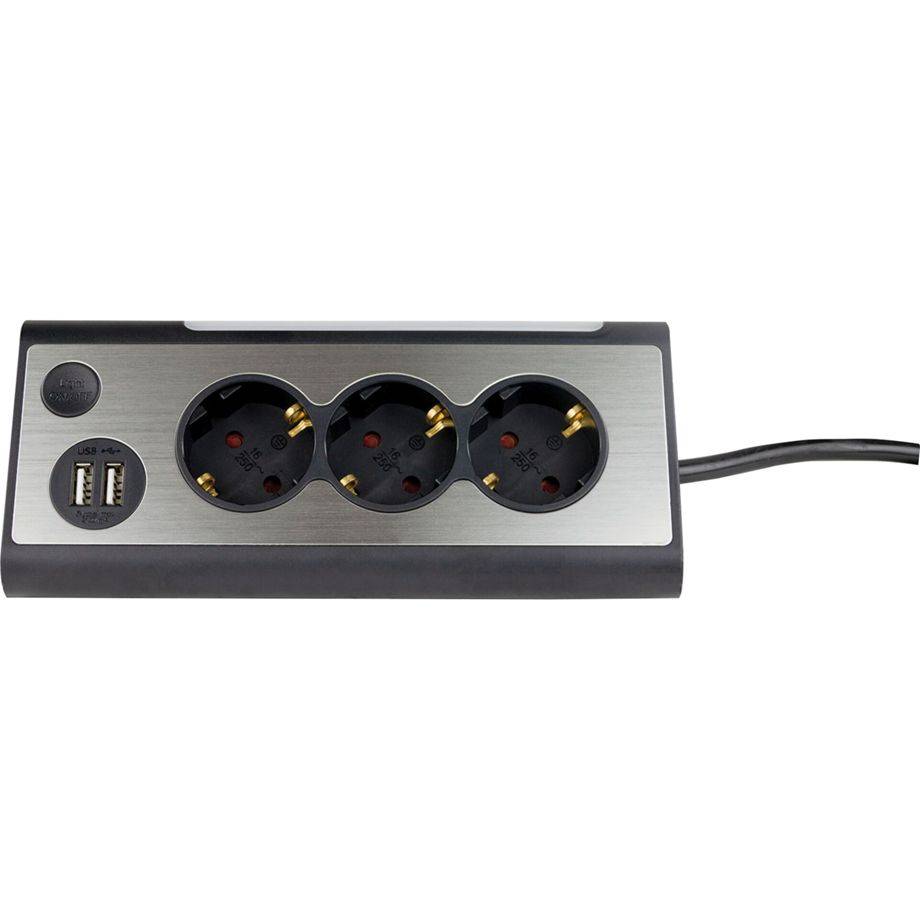 REV Ritter Light Socket 3-fach Steckdosenleiste+ 2x USBSteckdosenleiste