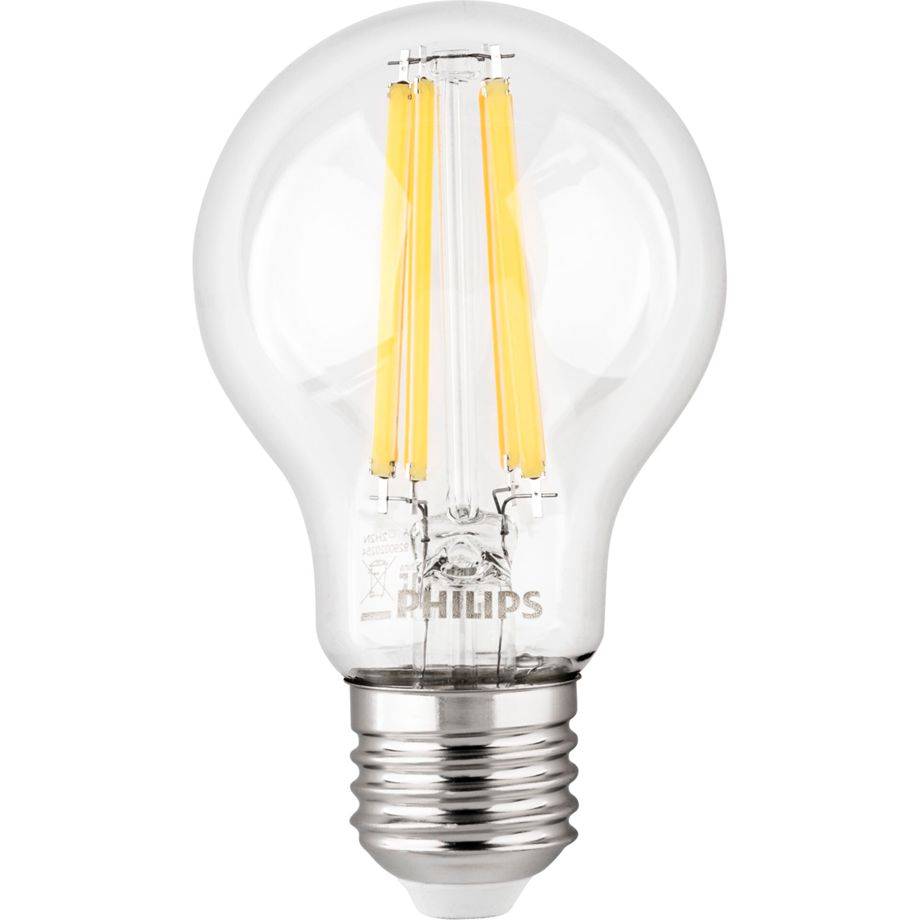 SIGNIFY - Philips - Glühbirne mit LED-Filament - Form: A60 - klar Finish - E27 - 8.5 W (Entsprechung 75 W)