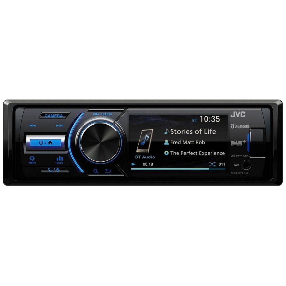 JVC KD-X561DBT, Schwarz, Blau, 1 DIN, 180 W, 16 W, AAC, FLAC, MP3, WMA, BMP, JPEG, PNG