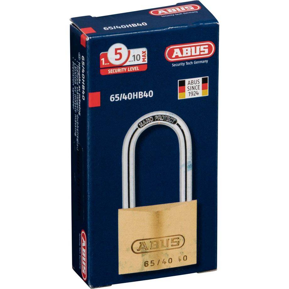ABUS 65/40HB40 Messing Vorhängeschloss mit hohem Bügel