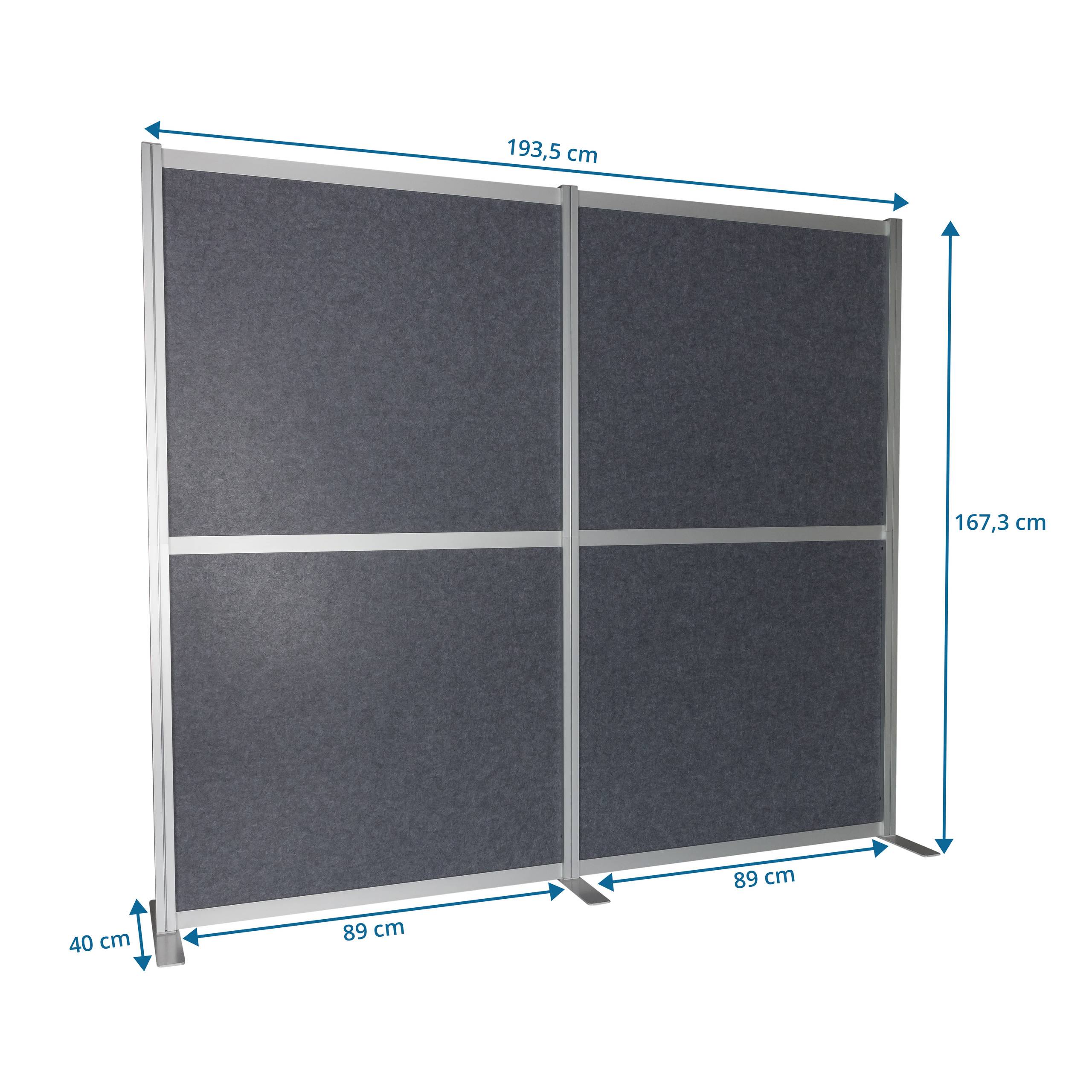 Akustik Trennwand Stellwand FLEXMIUT MODUL 167x192 PET grau hjh OFFICE