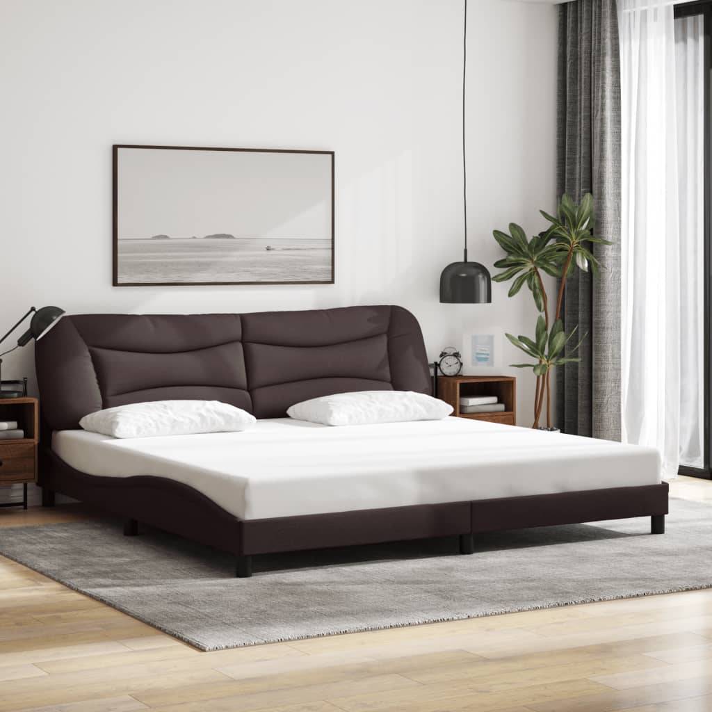 vidaXL Bettgestell mit LED Dunkelbraun 200x200 cm Stoff