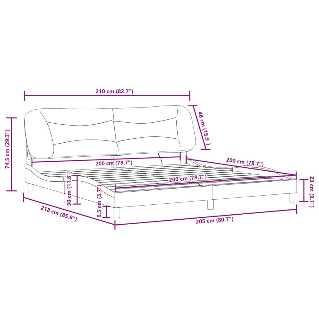 vidaXL Bettgestell mit LED Dunkelbraun 200x200 cm Stoff