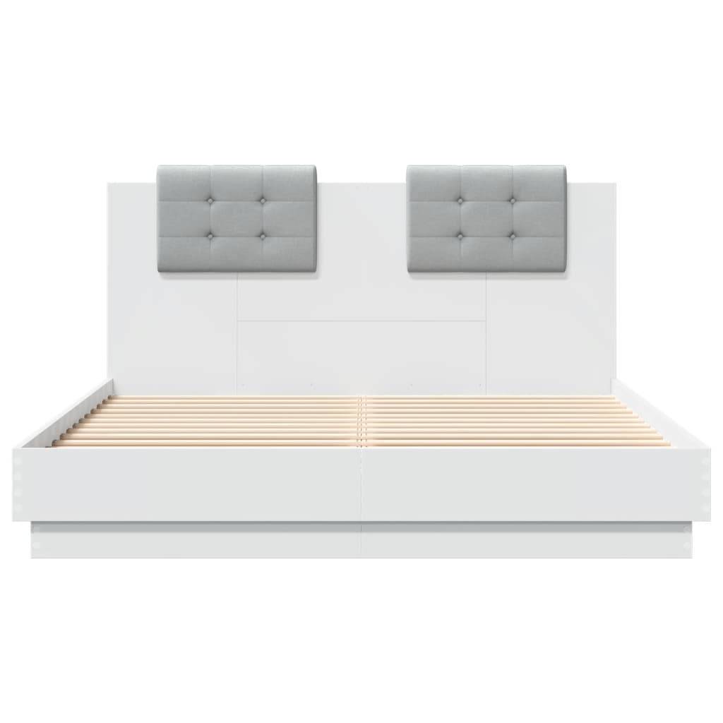 vidaXL Bettgestell mit Kopfteil Weiß 150x200 cm Holzwerkstoff