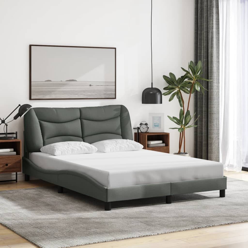 vidaXL Bettgestell mit LED Dunkelgrau 140x200 cm Stoff