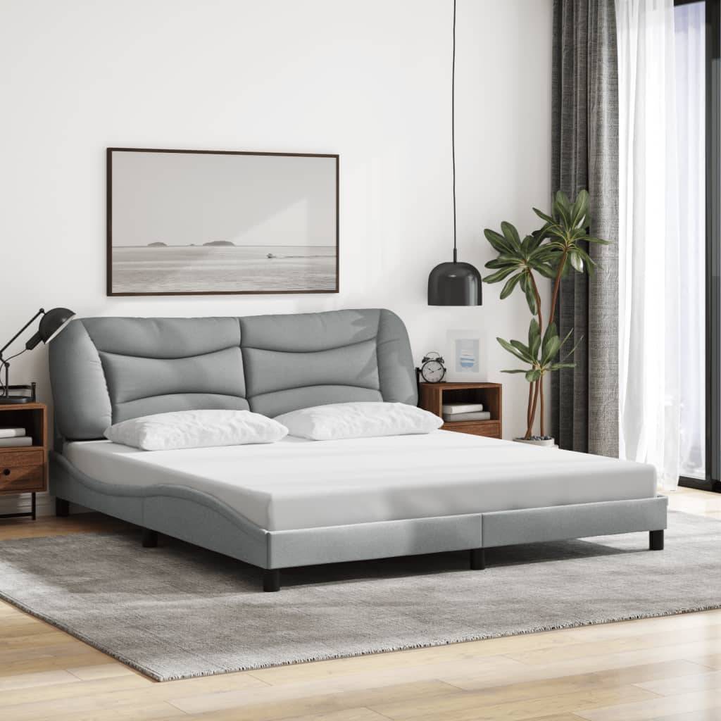 vidaXL Bettgestell mit LED Hellgrau 180x200 cm Stoff