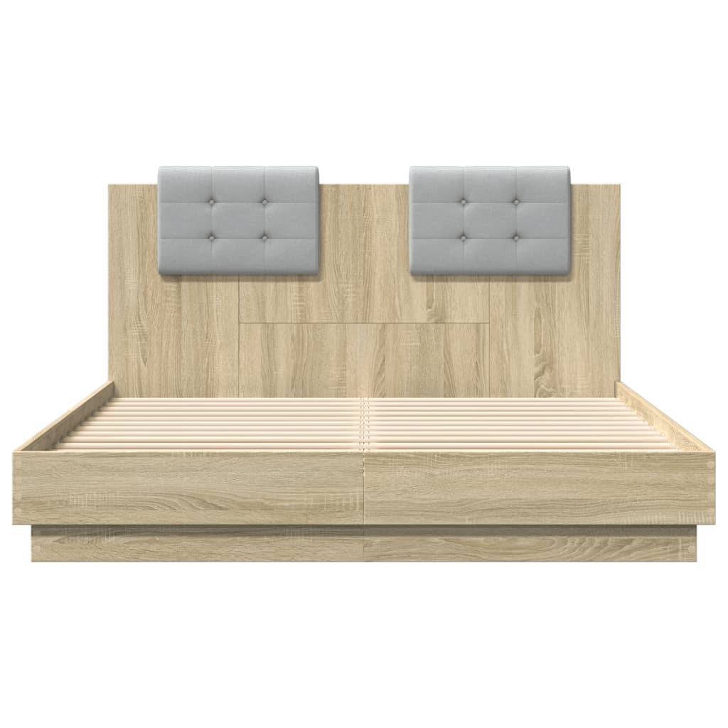 vidaXL Bettgestell mit Kopfteil Sonoma-Eiche 120x200 cm Holzwerkstoff