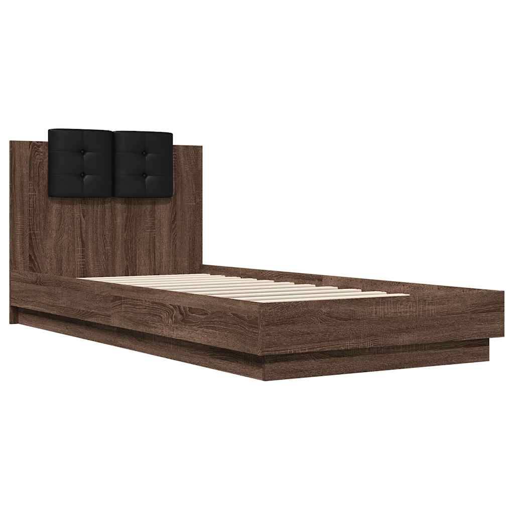 vidaXL Bettgestell mit Kopfteil Braun Eichen-Optik 100x200 cm