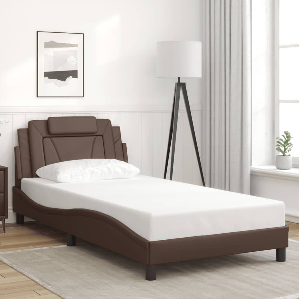 vidaXL Bettgestell mit LED Braun 100x200 cm Kunstleder