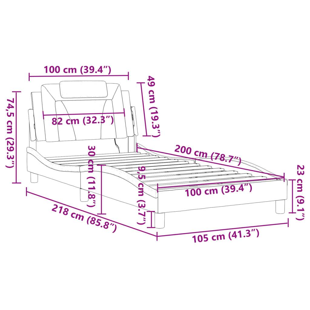 vidaXL Bettgestell mit LED Braun 100x200 cm Kunstleder