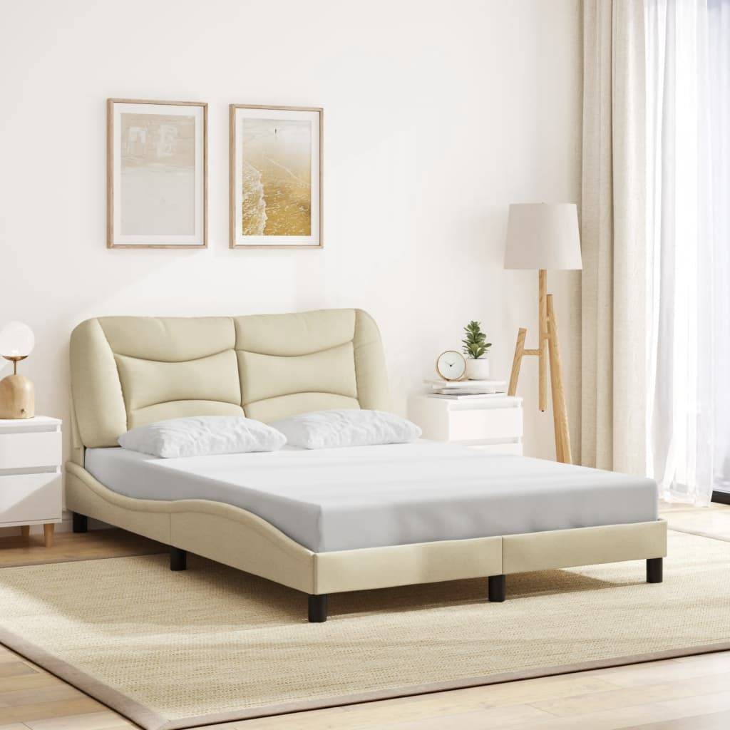 vidaXL Bettgestell mit LED Creme 140x200 cm Stoff