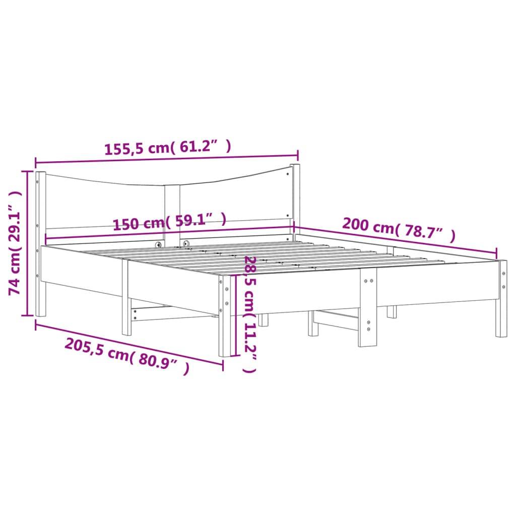 vidaXL Massivholzbett ohne Matratze 150x200 cm Kiefernholz