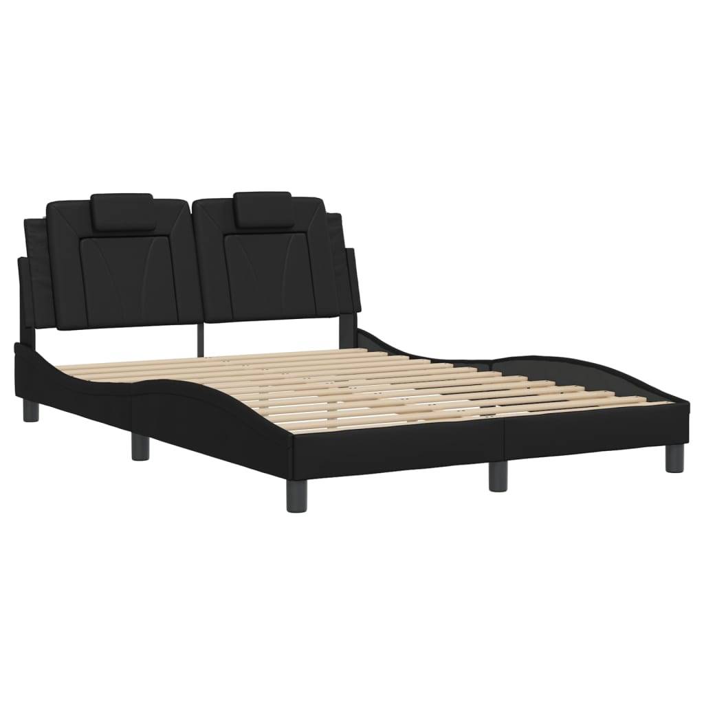 vidaXL Bett mit LED-Beleuchtung und Matratze Schwarz 120x200 cm