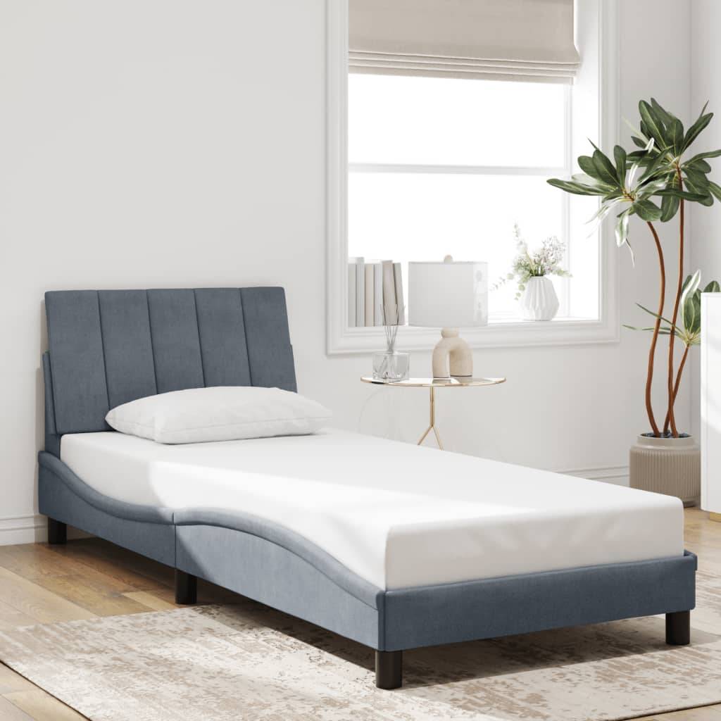 vidaXL Bettgestell mit LED-Leuchten Dunkelgrau 90x200 cm Samt
