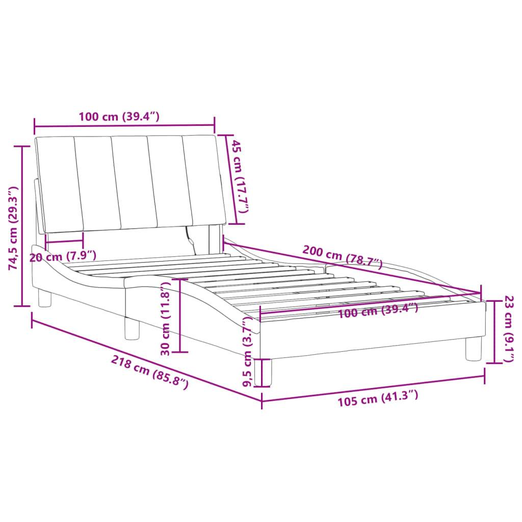vidaXL Bettgestell mit LED-Leuchten Blau 100x200 cm Samt