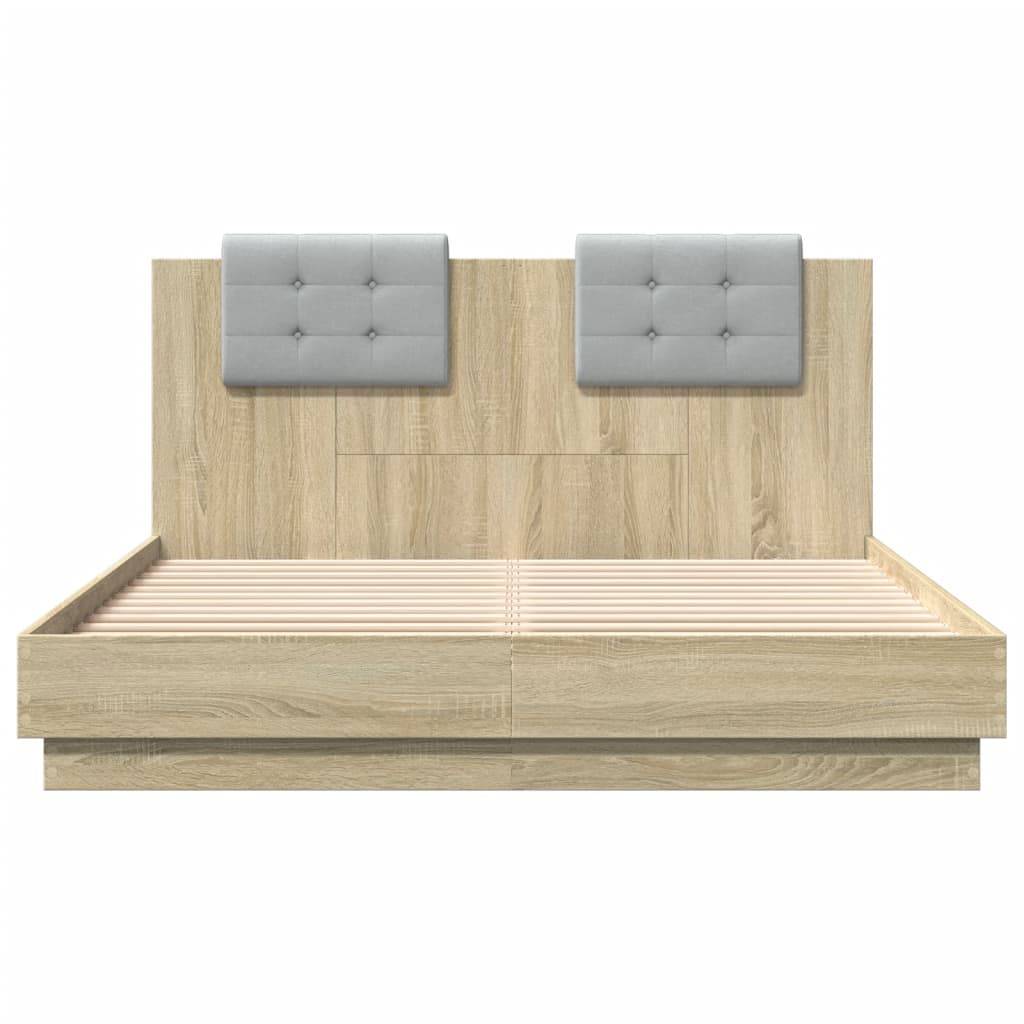 vidaXL Bettgestell mit Kopfteil Sonoma-Eiche 150x200 cm Holzwerkstoff
