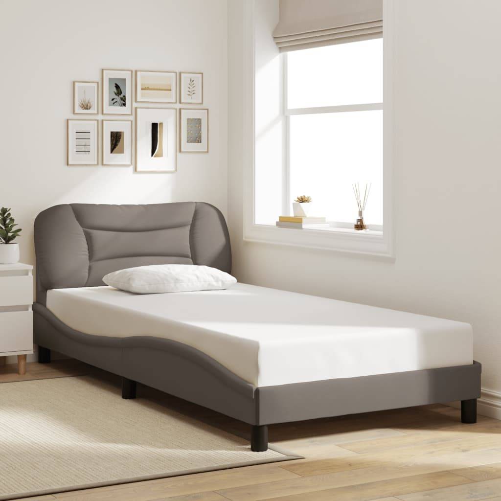 vidaXL Bettgestell mit LED Taupe 100x200 cm Stoff